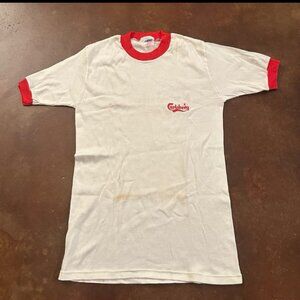 Vintage 70s 80s Carlsberg promotional ringer shirt Size Medium